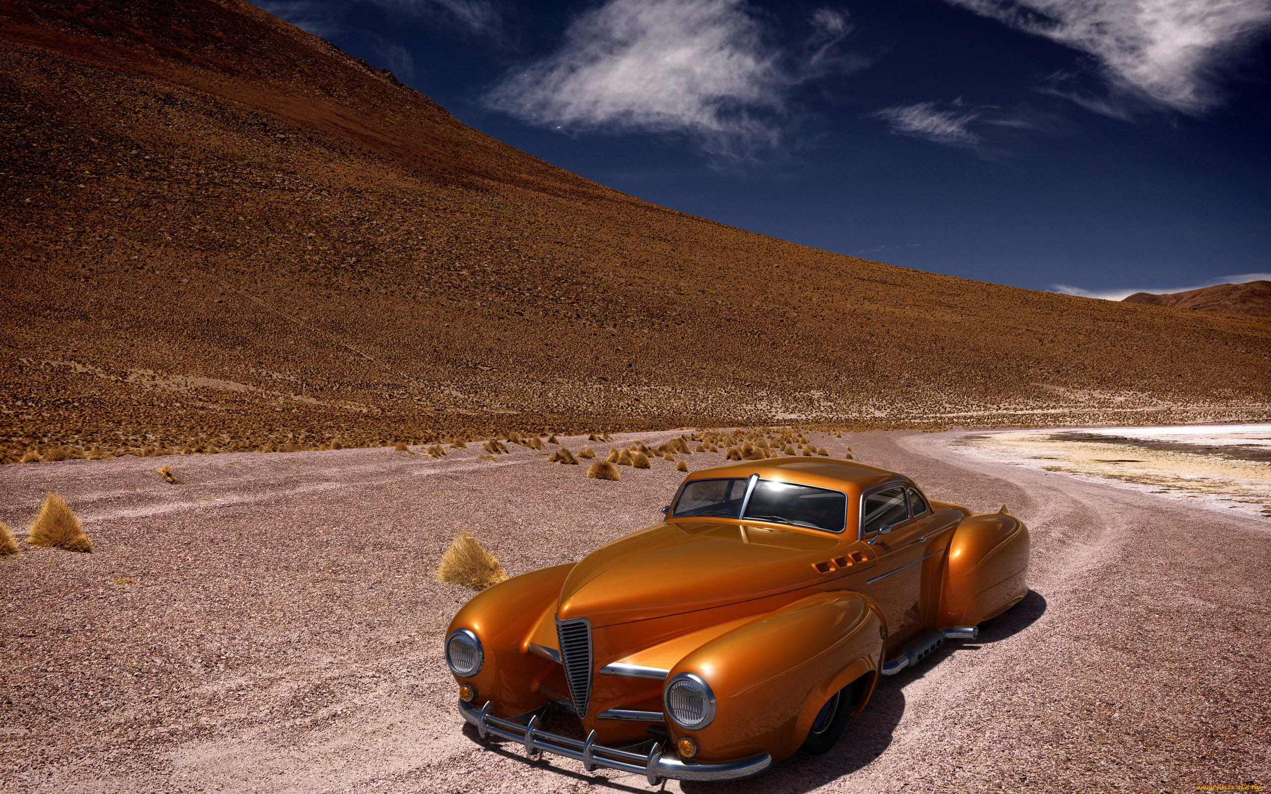 , 3, 3d, mountains, classic, car